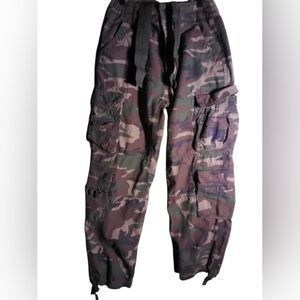 Men's Camouflage Cargo Pants Drawsting Pockets Drawstring Hem L Outdoors